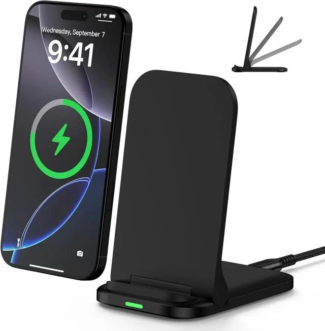 Main image of Wireless Fast Charger Stand Foldable Wireless Charger Fast Charging Station Android Phone Charger Stand for Galaxy S25 Edge S25 Ultra S25 S24 S23 S22 S21 iPhone 16e 16 Pro Max 15 14 13