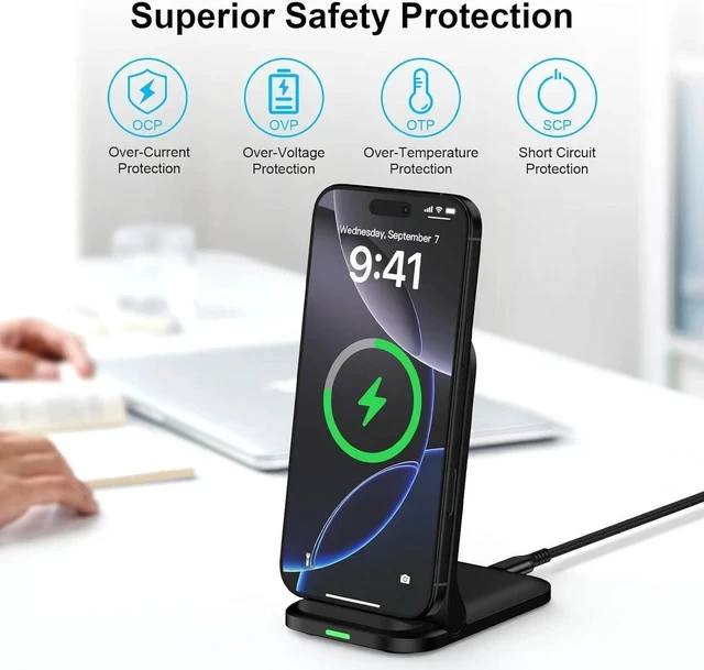 Alt view image 6 of 7 - Wireless Fast Charger Stand Foldable Wireless Charger Fast Charging Station Android Phone Charger Stand for Galaxy S25 Edge S25 Ultra S25 S24 S23 S22 S21 iPhone 16e 16 Pro Max 15 14 13