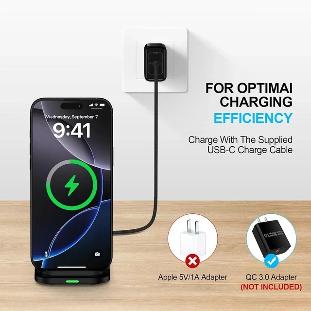 Alt view image 7 of 7 - Wireless Fast Charger Stand Foldable Wireless Charger Fast Charging Station Android Phone Charger Stand for Galaxy S25 Edge S25 Ultra S25 S24 S23 S22 S21 iPhone 16e 16 Pro Max 15 14 13
