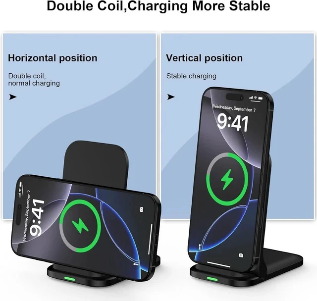 Alt view image 4 of 7 - Wireless Fast Charger Stand Foldable Wireless Charger Fast Charging Station Android Phone Charger Stand for Galaxy S25 Edge S25 Ultra S25 S24 S23 S22 S21 iPhone 16e 16 Pro Max 15 14 13