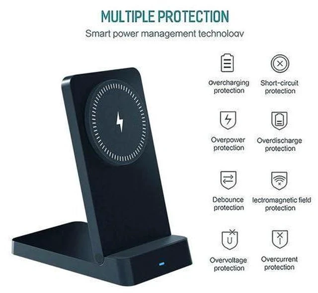 Alt view image 2 of 7 - 2.0 Smart 3-in-1 15W Wireless Charging Stand Automatic Magnetic Charger 9V/2A Type-C Smart Phones Folding Connection White