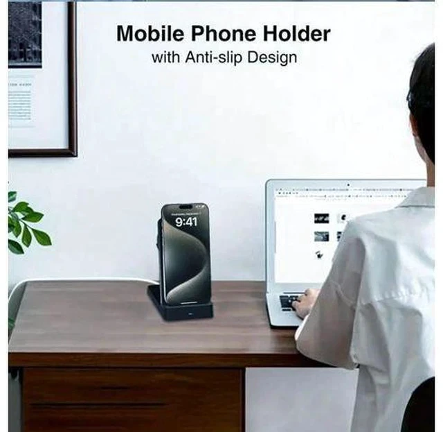 Alt view image 3 of 7 - 2.0 Smart 3-in-1 15W Wireless Charging Stand Automatic Magnetic Charger 9V/2A Type-C Smart Phones Folding Connection White