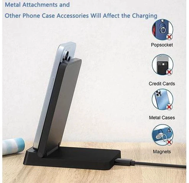 Alt view image 6 of 7 - 2.0 Smart 3-in-1 15W Wireless Charging Stand Automatic Magnetic Charger 9V/2A Type-C Smart Phones Folding Connection White