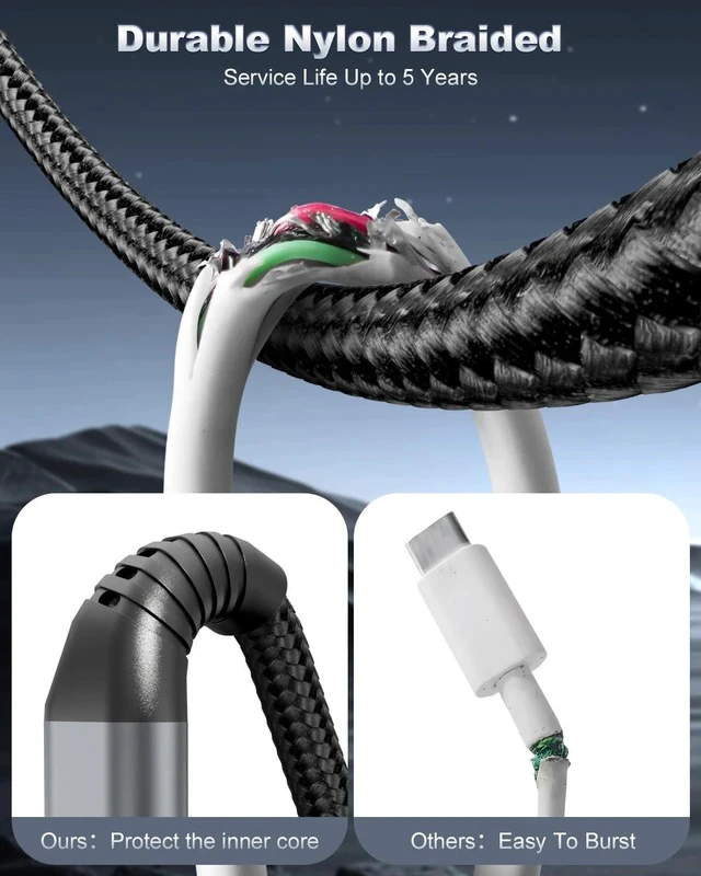 Alt view image 6 of 7 - USB C to USB C Cable 2Pack 3ft Coiled USB C Cable for Car 60W Fast Charging Retractable Nylon Braided USB-C Car Charger Cord for iPhone 17/16/15/Plus/Pro/Pro Max