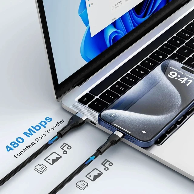 Alt view image 6 of 7 - USB C Cable (4FT 10-Pack) USB A to USB Cord Fast Charging Compatible with iPhone 17 iPhone Air iPhone 17 Pro iPhone 17 Pro Max iPhone 16/15 Series Galaxy S24 LG and Car Play and More