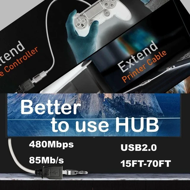 Alt view image 7 of 7 - Long 30FT USB 2.0 A Male to Female Extension Cable for USB Flash Drive/Hard Drive