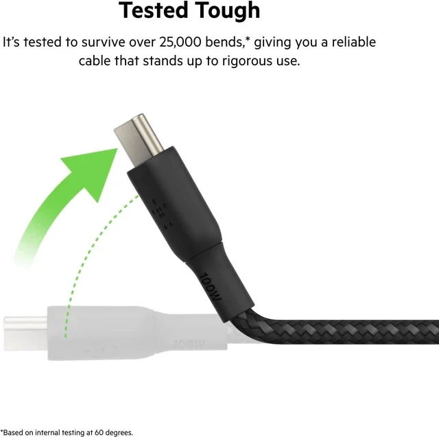 Alt view image 3 of 7 - USB C to USB C Cable 9.9ft 100W - Type C Charger iPhone Charger Cord Soft Braided Flexible for iPhone 17 Galaxy S25 Pixel 10 Airpods iPad Pro Tablet & More Travel Essentials - Black
