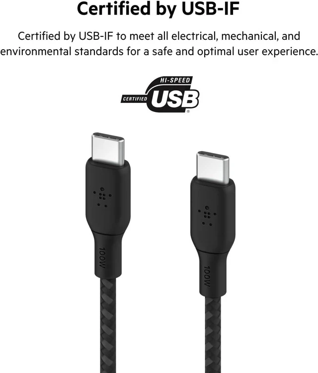 Alt view image 6 of 7 - USB C to USB C Cable 9.9ft 100W - Type C Charger iPhone Charger Cord Soft Braided Flexible for iPhone 17 Galaxy S25 Pixel 10 Airpods iPad Pro Tablet & More Travel Essentials - Black