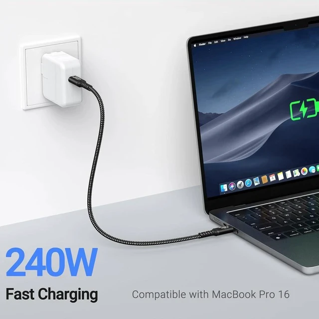 Alt view image 3 of 7 - USB 4 Data Cable(1.5FT 2packs) 40Gbps Data Transfer 8K Video and USB C to USB C 240W Charging Compatible with iPhone 15/Pro/Plus/Pro Max Galaxy Thunderbolt 4/3 Cable and USB-C