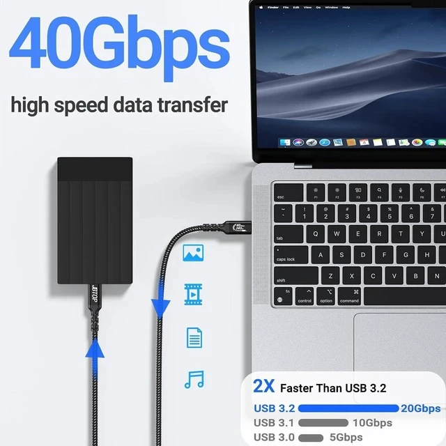 Alt view image 7 of 7 - USB 4 Data Cable(1.5FT 2packs) 40Gbps Data Transfer 8K Video and USB C to USB C 240W Charging Compatible with iPhone 15/Pro/Plus/Pro Max Galaxy Thunderbolt 4/3 Cable and USB-C