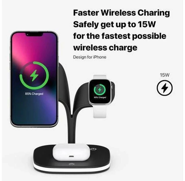 Alt view image 3 of 7 - 3 in 1 Magnetic Wireless Charger for Iphone 13 12/Watch/Headphones Wireless Charger Compatible for Apple Products Fast Wireless