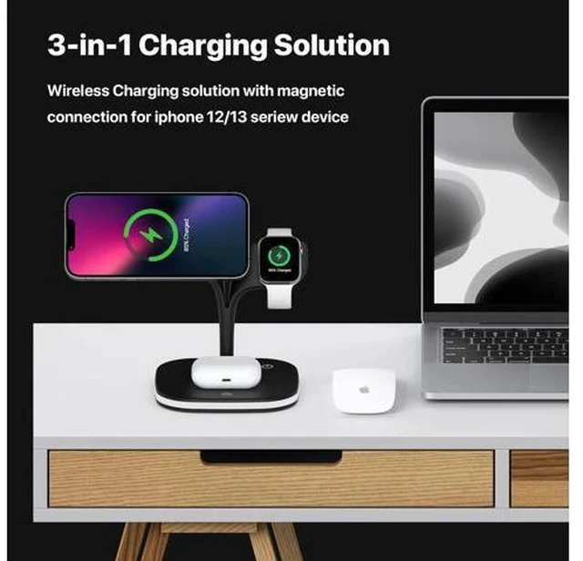 Alt view image 4 of 7 - 3 in 1 Magnetic Wireless Charger for Iphone 13 12/Watch/Headphones Wireless Charger Compatible for Apple Products Fast Wireless