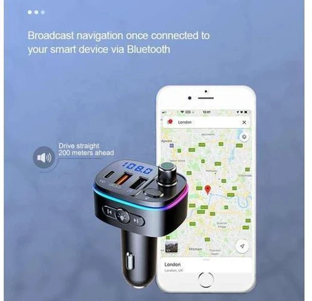 Alt view image 3 of 7 - QC 3.0 Multi Led Light PD Port Car Phone Charger Fast Charging Car BT 5.0 Wireless Stereo MP3 Player FM Transmitter