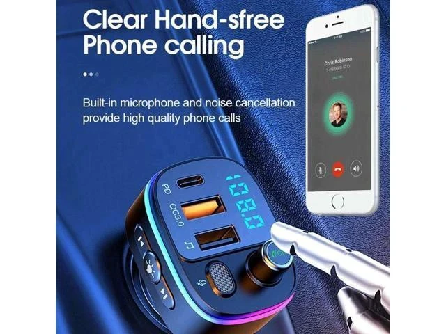 Alt view image 7 of 7 - QC 3.0 Multi Led Light PD Port Car Phone Charger Fast Charging Car BT 5.0 Wireless Stereo MP3 Player FM Transmitter