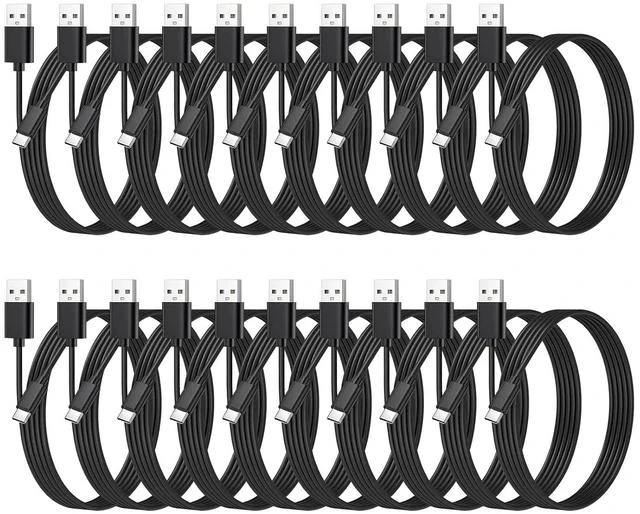 Main image of 20-Pack Bulk USB C Charger Cable - Multipack Type-C Charging Cords USB 2.0 for Phones and Tablets 3.3ft Black