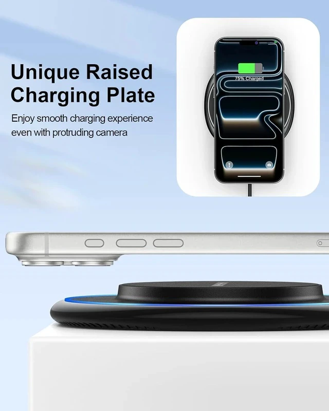 Alt view image 4 of 7 - Magnetic Wireless Charger Compatible with MagSafe Charger for iPhone 17/17 Air/16/15/14/13 Pro/Plus Fast Wireless Charging Pad Phone Charger Mat for AirPods 3/2 Pro with USB-C 20W PD Adapter