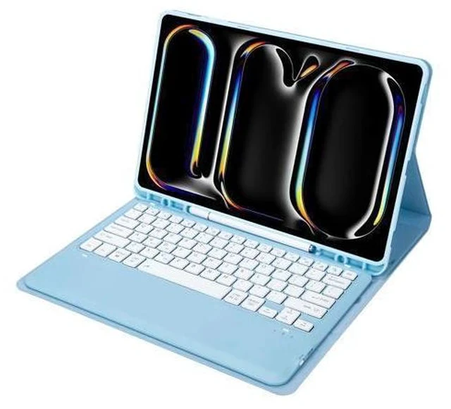 Alt view image 2 of 5 - KcoxdCn New iPad Pro 13 Inch 2024 Keyboard Case for iPad Pro 13 Inch Keyboard Case 2024 Model 7th Generation with Pencil Holder Mutil Angles Stand Cover Detachable Wireless Keyboard (Light Blue)