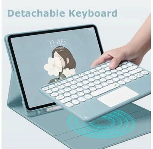 Alt view image 3 of 5 - PboyiqiS Touchpad Keyboard Case for All-New Kindle Fire HD 10 and Fire HD 10 Plus Tablet (13th/11th Generation, 2023/2021 Release), Detachable Bluetooth Keyboard Case with Trackpad (Teal)