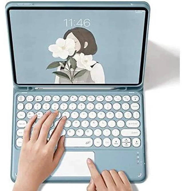 Alt view image 2 of 5 - PboyiqiS Touchpad Keyboard Case for All-New Kindle Fire HD 10 and Fire HD 10 Plus Tablet (13th/11th Generation, 2023/2021 Release), Detachable Bluetooth Keyboard Case with Trackpad (Teal)