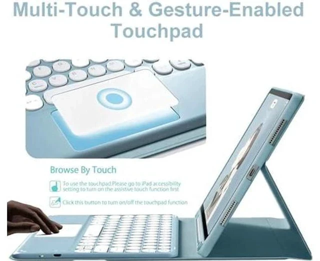 Alt view image 4 of 5 - PboyiqiS Touchpad Keyboard Case for All-New Kindle Fire HD 10 and Fire HD 10 Plus Tablet (13th/11th Generation, 2023/2021 Release), Detachable Bluetooth Keyboard Case with Trackpad (Teal)