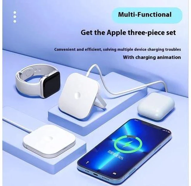 Alt view image 4 of 7 - 3 in 1 Fast 15W Wireless Charger for Phones Magnetic with Foldable Stand Multifunction Magnetic Wireless Charger
