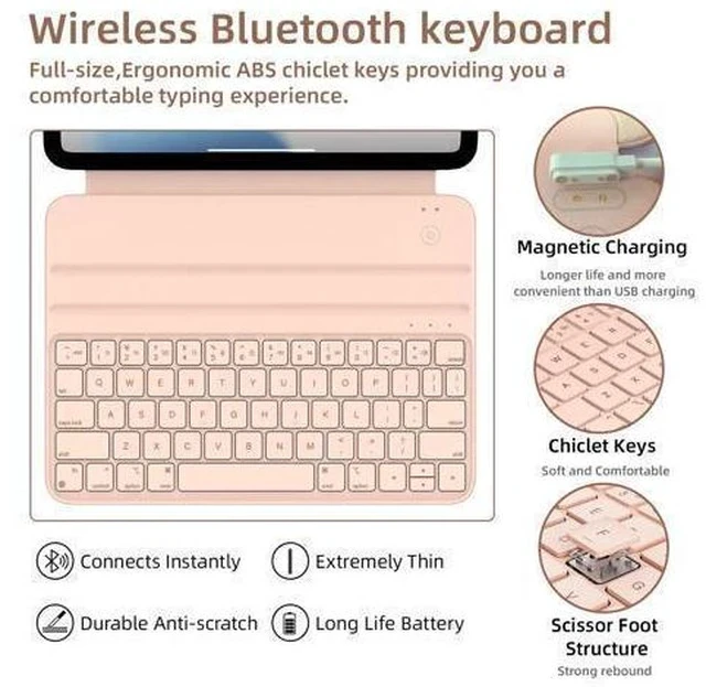 Alt view image 3 of 5 - HOU Keyboard Case for iPad 10th Generation 10.9" 2022, Smart Folio Keyboard for iPad 10th Generation, Ultra Slim Keyboard for iPad 10th Generation, Magnetic Charging, Adjustable Angle