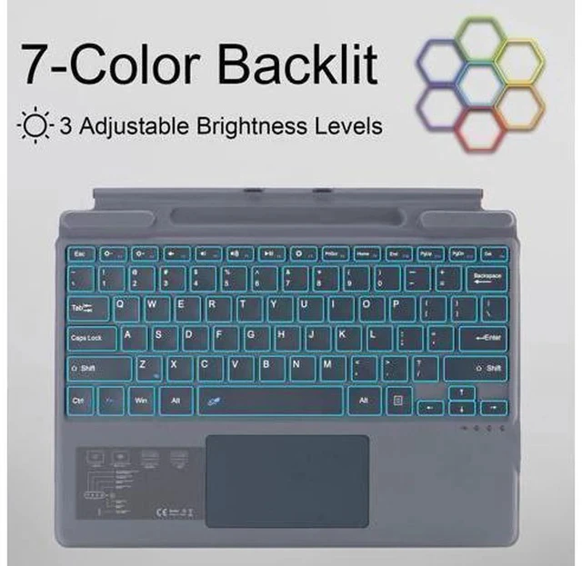 Alt view image 4 of 5 - Zoof Type Cover for Microsoft Surface Pro 10 / Pro 9 / Pro 8 / Pro X, 13 inch, Portable Slim Wireless Keyboard with Touchpad Tablet Keyboard (Gray with Backlight)