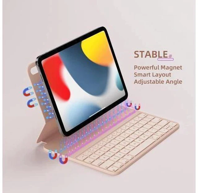 Alt view image 5 of 5 - HOU Keyboard Case for iPad 10th Generation 10.9" 2022, Smart Folio Keyboard for iPad 10th Generation, Ultra Slim Keyboard for iPad 10th Generation, Magnetic Charging, Adjustable Angle