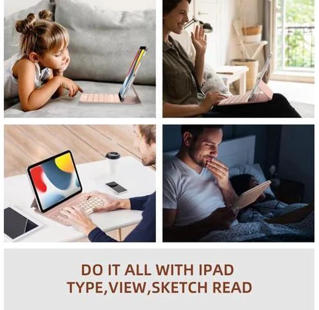 Alt view image 4 of 5 - HOU Keyboard Case for iPad 10th Generation 10.9" 2022, Smart Folio Keyboard for iPad 10th Generation, Ultra Slim Keyboard for iPad 10th Generation, Magnetic Charging, Adjustable Angle