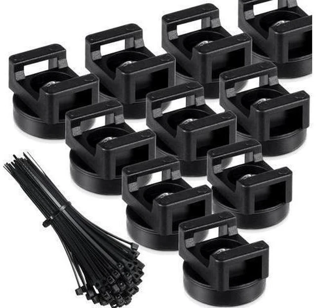 Alt view image 7 of 7 - Magnetic Zip Tie Mount Multipurpose Magnetic Cable Holder Cable Tie Mount Magnets Magnetic Wire Management Bases with Heavy Duty Cable Zip Ties, Tie Mount Nylon Cable Ties in Total (60 Pieces, 22 mm)