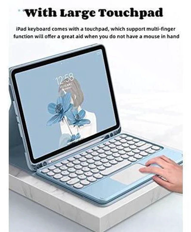Alt view image 2 of 5 - AnMengXinLing Keyboard Case for iPad Pro 12.9 2022/2021/2020 -Touchpad Detachable Keyboard with Pencil Holder -Slim Leather Folio Smart Cover for iPad 12.9 inch 6th/5th/4th Gen,Purple