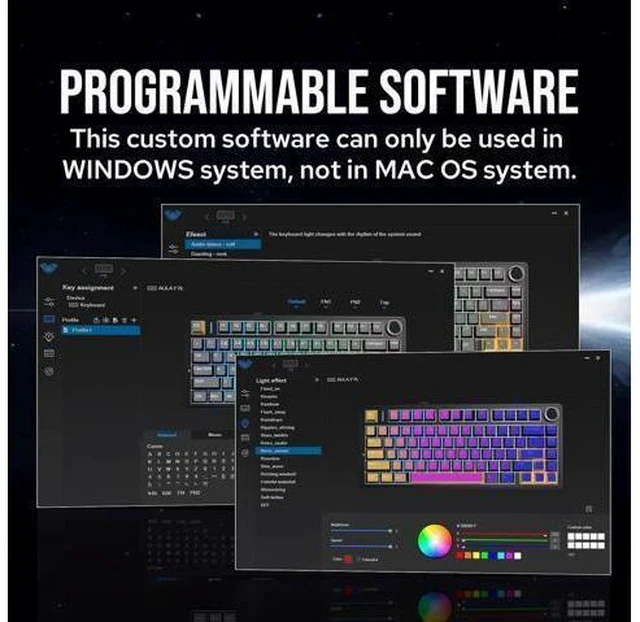 Alt view image 6 of 6 - Aula F75 Gasket Mechanical Keyboard, 75% Wireless Hot Swappable Gaming Keyboard with Five-Layer Padding&Knob, Bluetooth/2.4GHz/USB-C, RGB (Black Gradient, LEOBOG Reaper Switch)
