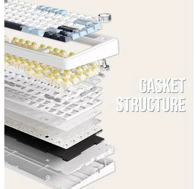 Alt view image 5 of 6 - F75 Gasket Mechanical Keyboard, 75% Wireless Hot Swappable Gaming Keyboard with Five-Layer Padding&Knob, Bluetooth/2.4GHz/USB-C, RGB (Light Blue, LEOBOG Reaper Switch)