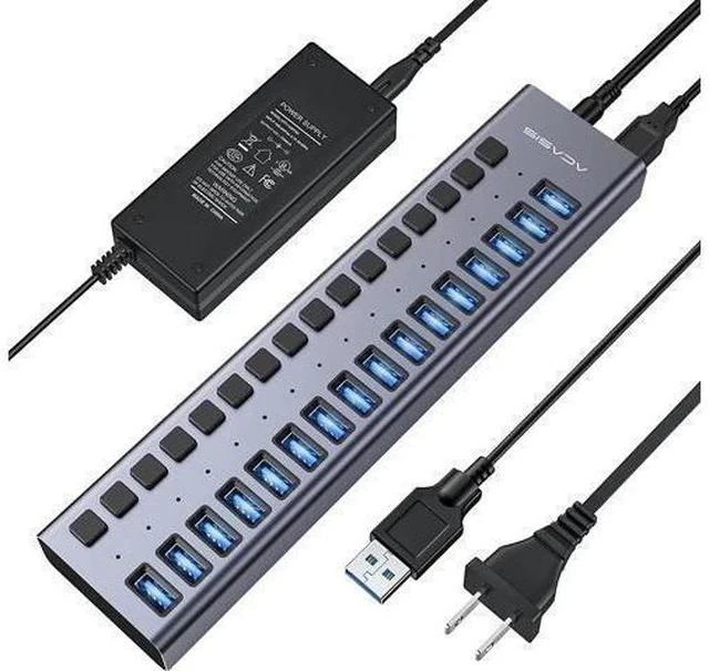 Main image of Powered USB Hub,16 Ports USB 3.0 Data Hub, Individual On/Off Switches, 12V7.5A 90W Power Adapter, USB Hub 3.0 Splitter Extension for MacBook, Mac Pro/Mini, iMac, Surface Pro Laptop/PC