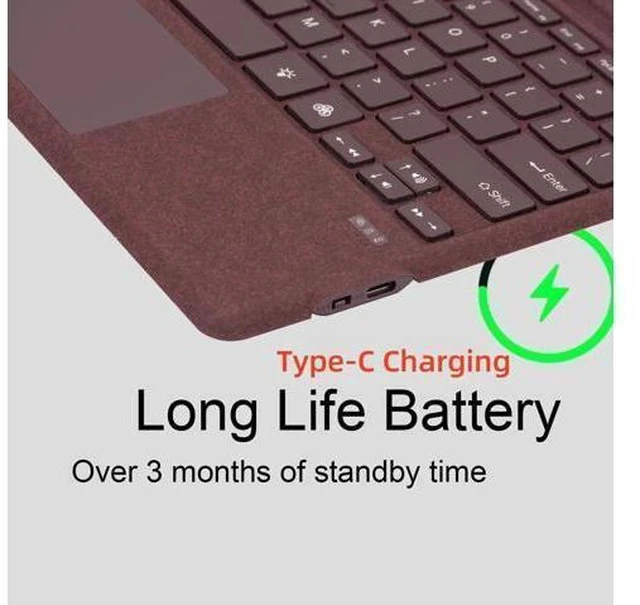 Alt view image 5 of 5 - mobee Type Cover for Microsoft Surface Pro 7+/ Pro 7 / Pro 6 / Pro 5 / Pro 4 / Pro 3, Bluetooch Type Keyboard with Multi-Touch Trackpad, Ultra Silm (Wine with Backlit)
