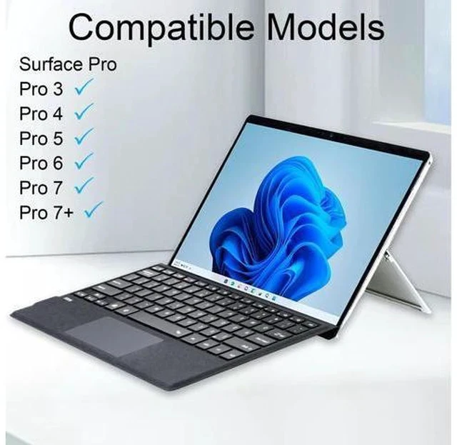 Alt view image 2 of 5 - mobee Type Cover for Microsoft Surface Pro 7+/ Pro 7 / Pro 6 / Pro 5 / Pro 4 / Pro 3, Bluetooch Type Keyboard with Multi-Touch Trackpad, Ultra Silm (Charcoal with Backlit)