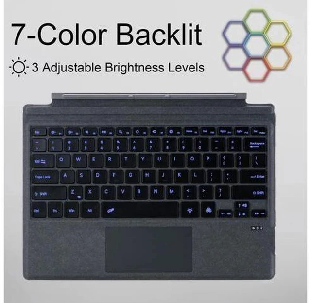 Alt view image 4 of 5 - mobee Type Cover for Microsoft Surface Pro 7+/ Pro 7 / Pro 6 / Pro 5 / Pro 4 / Pro 3, Bluetooch Type Keyboard with Multi-Touch Trackpad, Ultra Silm (Charcoal with Backlit)