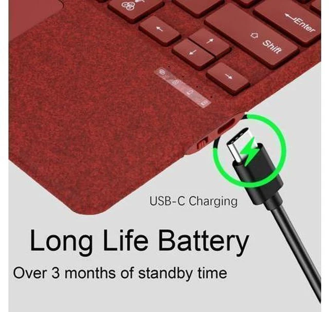 Alt view image 5 of 5 - mobee Type Cover for Microsoft Surface Pro 7+/ Pro 7 / Pro 6 / Pro 5 / Pro 4 / Pro 3, Bluetooch Type Keyboard with Multi-Touch Trackpad, Ultra Silm (Poppy Red with Backlit)