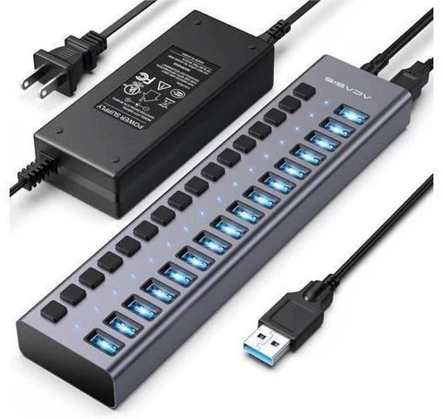 Main image of ACASIS Powered USB Hub,16 Ports USB 3.0 Data Hub, Individual On/Off Switches, 12V7.5A 90W Power Adapter, USB Hub 3.0 Splitter Extension for MacBook, Mac Pro/Mini, iMac, Surface Pro Laptop/PC
