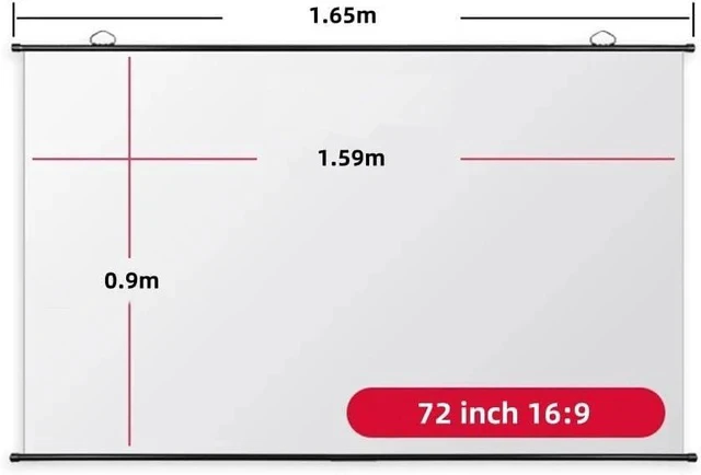 Alt view image 6 of 6 - 60inch 72inch Home Theater Projector Screen HD 4K Manual Pull Down Projector Movie Screen Portable Hanging Projection Screen(72inch(16:9))