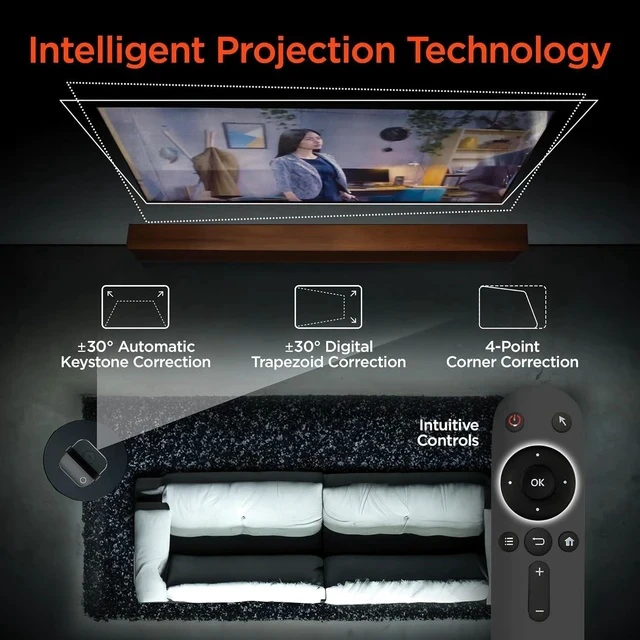 Alt view image 4 of 7 - HyperGear Mini Portable Projector with Wifi & Bluetooth, 5W Speaker, 30-200 Inch Picture, Movies, Games & Streaming, 1280 x 720p HD Resolution Brightness of 160 ANSI Lumens