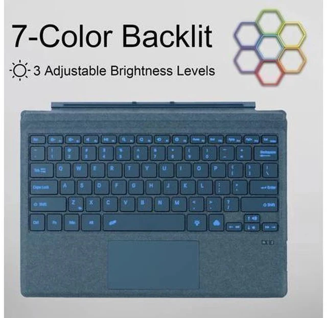 Alt view image 4 of 5 - mobee Type Cover for Microsoft Surface Pro 7+/ Pro 7 / Pro 6 / Pro 5 / Pro 4 / Pro 3, Bluetooch Type Keyboard with Multi-Touch Trackpad, Ultra Silm (Cobalt Blue with Backlit)