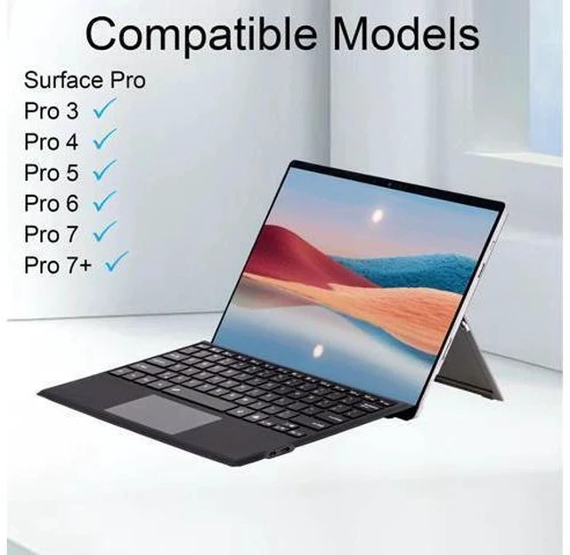 Alt view image 2 of 5 - mobee Type Cover for Microsoft Surface Pro 7+/ Pro 7 / Pro 6 / Pro 5 / Pro 4 / Pro 3, Bluetooch Type Keyboard with Multi-Touch Trackpad, Ultra Silm (Black with Backlit)