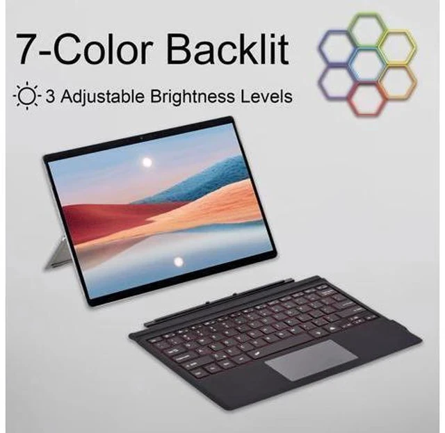 Alt view image 4 of 5 - mobee Type Cover for Microsoft Surface Pro 7+/ Pro 7 / Pro 6 / Pro 5 / Pro 4 / Pro 3, Bluetooch Type Keyboard with Multi-Touch Trackpad, Ultra Silm (Black with Backlit)