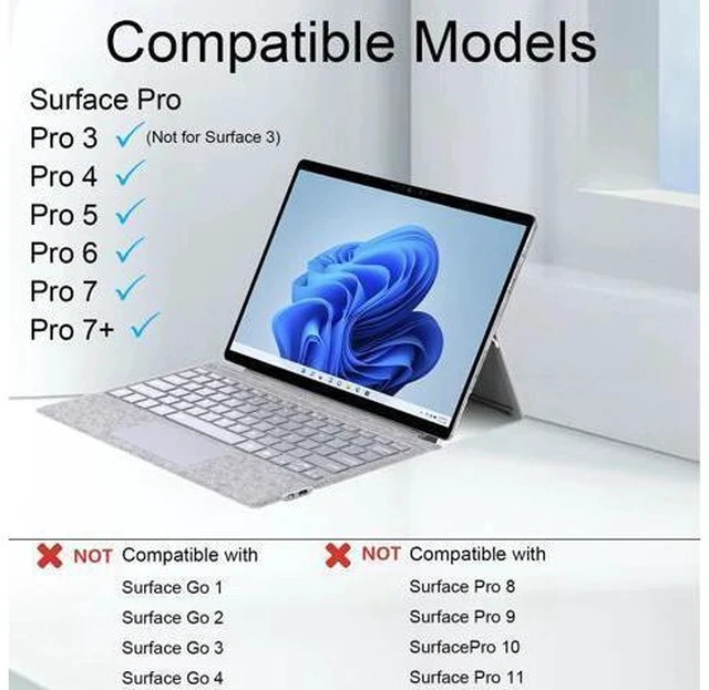 Alt view image 2 of 5 - mobee Type Cover for Microsoft Surface Pro 7+/ Pro 7 / Pro 6 / Pro 5 / Pro 4 / Pro 3, Bluetooch Type Keyboard with Multi-Touch Trackpad, Ultra Silm (Gray with Backlit)
