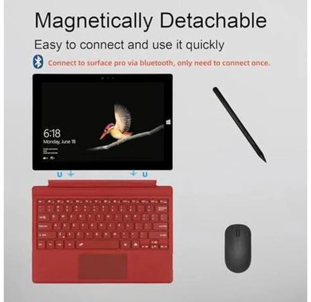 Alt view image 3 of 5 - mobee Type Cover for Microsoft Surface Pro 7+/ Pro 7 / Pro 6 / Pro 5 / Pro 4 / Pro 3, Bluetooch Type Keyboard with Multi-Touch Trackpad, Ultra Silm (Red with Backlit)