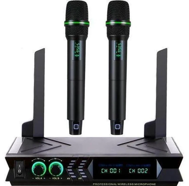 Main image of Wireless Microphone Systems, DUAL UHF Wireless Microphone Set, Microphone Wireless, Handheld Dynamic Microphones, 200ft Cordless Microphone for Singing, Church, Party, Wedding, Speech