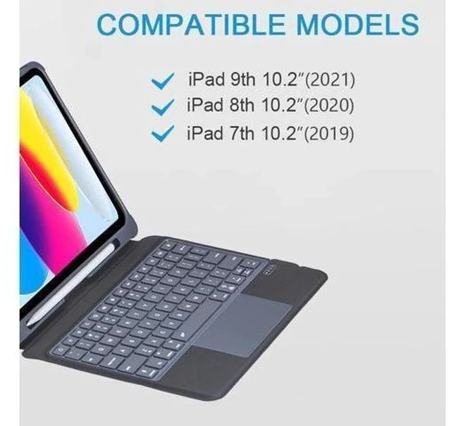 Alt view image 7 of 7 - Zoof Keyboard case for iPad 10.2-inch(7th, 8th and 9th Generation) Bluetooth Keyboard with trackpad, Wireless Keyboard, Magnet Detachable Backlit Keyboard - Black Grey