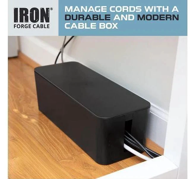 Alt view image 3 of 7 - Cable Cable Management Box, 2 Pack - Cord Organizer and Hider for Wires, Power Strips, Surge Protectors & More - Includes Cable Sleeve, Hook and Loop Keepers, Zip Ties & Clips