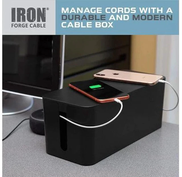 Alt view image 5 of 7 - Cable Cable Management Box, 2 Pack - Cord Organizer and Hider for Wires, Power Strips, Surge Protectors & More - Includes Cable Sleeve, Hook and Loop Keepers, Zip Ties & Clips